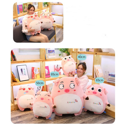 Gấu Bông Heo Mắt Tròn Niềm Vui Ngơ Ngác Love u - Màu Hồng 40cm DRU - Hàng Chính Hãng