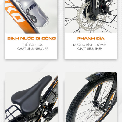 Xe đạp Tekko thể thao R100 cỡ bánh 24 inch (Phù hợp với người cao từ 1m35 đến 1m60)