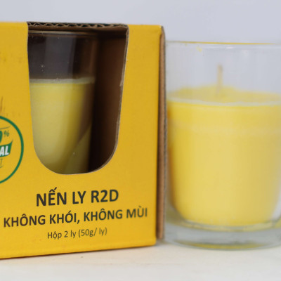 Nến Không Khói Vàng, Nến Thắp Sáng, Đèn Cầy Ly Không Khói [LY 50g], Chính Hãng Từ Shop R2D, Thành Phần Tự Nhiên, Lành Tính.