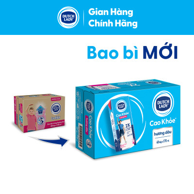Thùng 48 Hộp Sữa Uống Dutch Lady Cô Gái Hà Lan Vị Dâu Cao Khỏe (48X170ml)