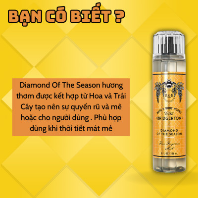 Body Mist Bath And Body Works Nam Nữ Chính Hãng Diamond Of The Season, Xịt Thơm Body Toàn Thân Hương Nước Hoa