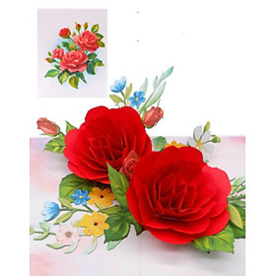 Thiệp 3D Hoa Hồng Đỏ Sang Trọng – Thiệp Pop Up Lãng Mạn, Tặng Sinh Nhật, Lễ Tình Nhân, 8/3, 20/10, F58