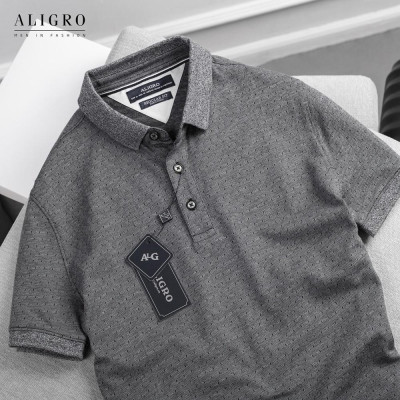 Áo polo nam cộc tay trơn màu xám đậm aligro ALGPLO46