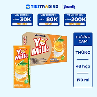Thùng 48 hộp sữa chua uống hương cam Yomilk 170ml