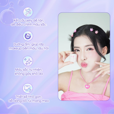 Má hồng thạch myKella - JUICY POP LIP & CHEEK TINT 2in1 chất thạch mềm mịn, không bết dính