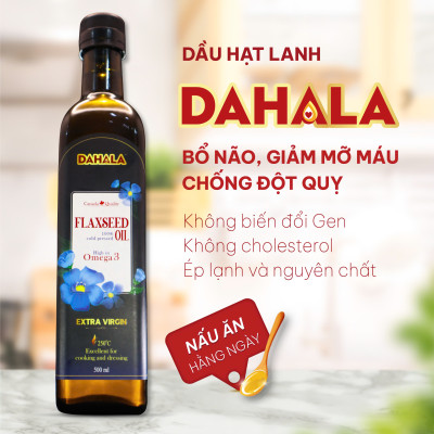 Dầu hạt lanh ép lạnh bền nhiệt DAHALA 500 ml, Giaù Omega 3,6,9