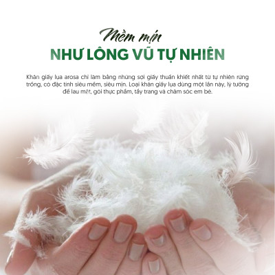 Khăn giấy lụa cao cấp Arosa Túi 10 Gói 300 tờ 3 lớp Trắng tự nhiên, Đa công dụng và tiện lợi, Phù hợp cho cả mẹ bầu và em bé, 100% bột giấy nguyên sinh rừng trồng