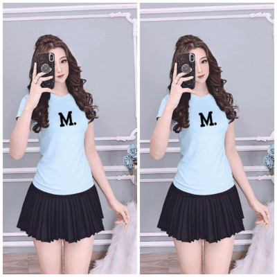 Áo thun nữ cổ tròn MXM in chữ M thun 4 chiều form ôm body cực tôn dáng từ 40-52kg ( ANU003 )