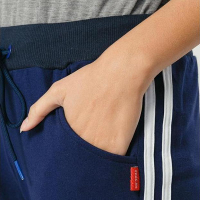 Quần thun dài nữ jogger hai sọc Phúc An màu xanh