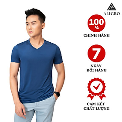 Áo thun nam ALIGRO chất liệu thun lạnh cổ tim kiểu dáng thể thao thấm hút tốt co giãn thoải mái 