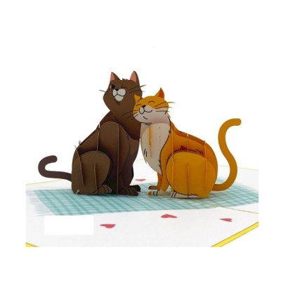 Thiệp 3D Pop Up Đôi Mèo Tình Yêu – Thiệp Valentine, Thiệp Sinh Nhật, Thiệp Lãng Mạn Độc Đáo