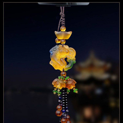 Khánh ngọc treo xe ô tô - Cá chép ngậm tiền phong thủy