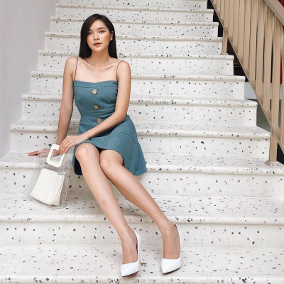 Váy liền hai dây nữ đũi 2NDDATE DR049OG