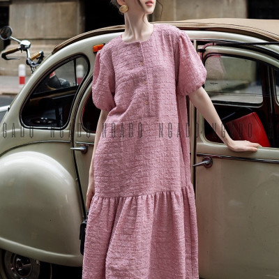 Đầm cotton hồng NGADO