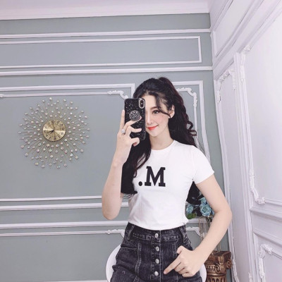 Áo thun nữ cổ tròn MXM in chữ M thun 4 chiều form ôm body cực tôn dáng từ 40-52kg ( ANU003 )