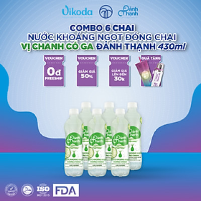 Lốc 6 chai Nước Khoáng Thiên Nhiên Có Ga Đảnh Thạnh Khoáng Chanh 430ml