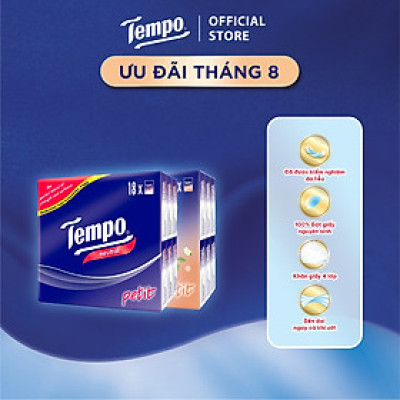 [MUA 2 LỐC TẶNG 1 GÓI GIẤY RÚT] Khăn Giấy Bỏ Túi Cao Cấp Tempo Petit (18 Gói/Lốc) - 4 lớp bền dai, an toàn cho da - Thương hiệu Đức