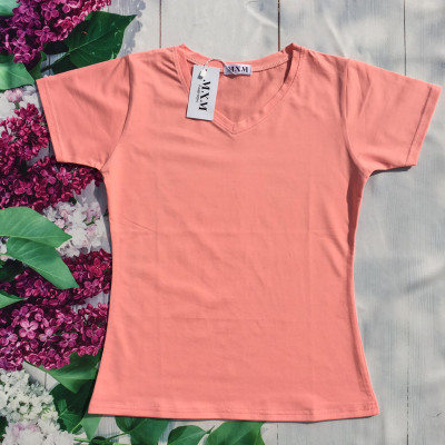 Áo thun nữ MXM trơn cổ tim tay ngắn thun 4 chiều form ôm body từ 40-52kg ( ANU007 )