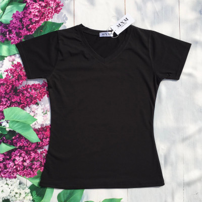 Áo thun nữ trơn cổ tim tay ngắn thun cotton 4 chiều form ôm body MXM ( ANU007 )