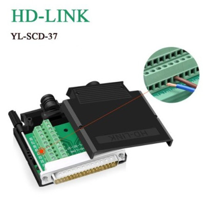 Đầu bấm cổng DB37 đực Male bắt vít kèm vỏ ốp nhựa chân đồng HD-LINK YL-SCD-37M. Hàng chính hãng !!! 