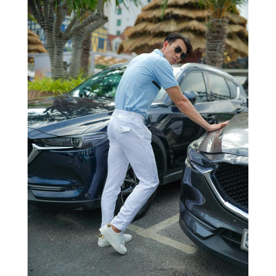 Áo Thun Nam Cotton Xanh Sọc Trắng New Spirit TC399-XST