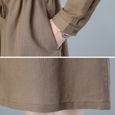 Váy sơ mi nữ dáng dài thắt eo, Đầm nữ dài tay thu đông form suông rộng vintage Haint Boutique