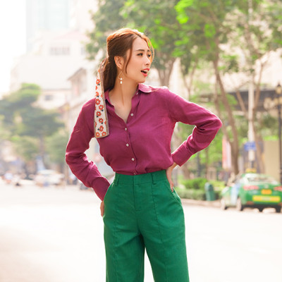 Quần Ống Suông Linen Gerbera PAN047 Thời trang thiết kế Hity