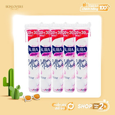 Combo 5 bông tẩy trang Aura Beauty 150 miếng
