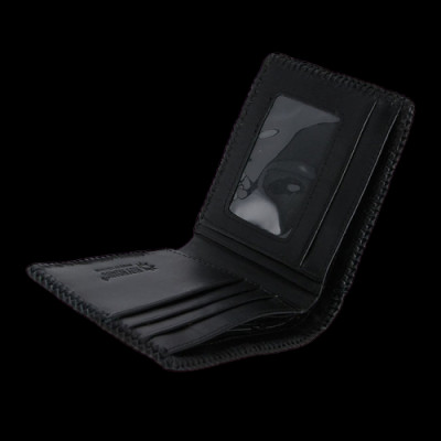 Bóp nam Huy Hoàng da cá sấu đan viền 2 gai màu đen HP2771