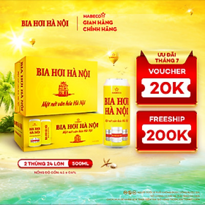 Combo 2 Thùng Bia Hơi Hà Nội - Thùng 24 lon 500ml