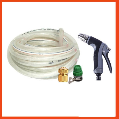 Bộ dây vòi xịt nước rửa xe,tưới cây tăng áp 3 lần 3-5m(cút đồng nối nhựa xanh) 206817