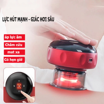 ÁO Thun Nam - Bộ Giác Hơi Điện Cầm Tay 6 Chế Độ - Massage Giảm Đau và Tăng Cường Lưu Thông Khí Huyết