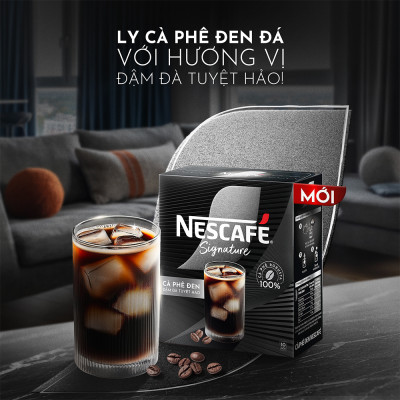 [Tặng 01 Khăn tắm NESCAFÉ Signature] Combo 2 hộp Cà phê đen hòa tan NESCAFÉ Signature Hộp 10 gói ĐẬM ĐÀ TUYỆT HẢO
