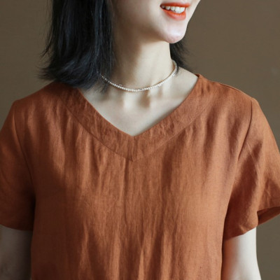 Đầm váy linen nữ dáng suông dài cổ tim, phong cách nữ thanh lịch Haint Boutique Da193