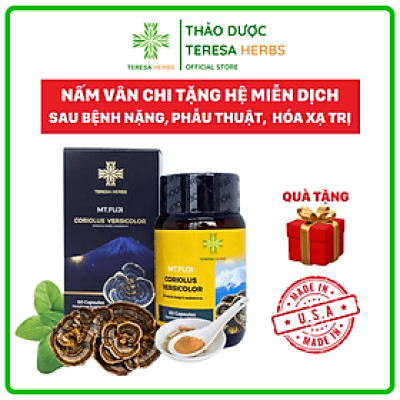 Viên Nấm Vân Chi núi Phú Sĩ TERESA HERBS hỗ trợ tăng cường đề kháng và hệ miễn dịch (Lọ 60 viên)