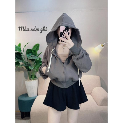 Áo khoác nỉ Xỏ Ngón Dáng Lửng Khoá Kéo Cao 7 Màu Trơn Basic Cao Cấp Chuẩn Loại 1 Chất Dày đẹp thời trang-A2061