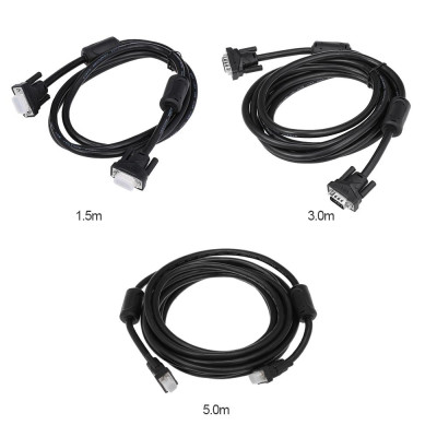 Dây nối dài Cáp 15 chân 49FT Đầu nối 3 + 6 Vòng từ tính đôi cho VENTION 5 mét 1080P HD VGA Nam sang VGA Nam