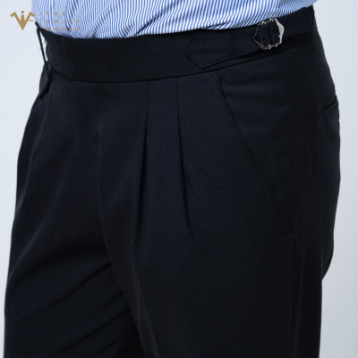 Quần tây ĐEN SIDE TAB, LAI LẬT, co giãn 2 chiều, chuẩn form Menswear, hàng cao cấp