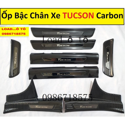 Ốp Bậc Chân, Cốp Sau Carbon Xe Huyndai Tucson 2022-23 Mẫu Vân Carbon Cao Cấp