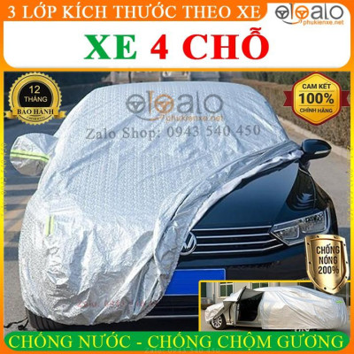Bạt Che Phủ Xe ô tô 4 Chỗ Cao Cấp 3 Lớp Chống Nắng Nóng Chống Nước Chống xước