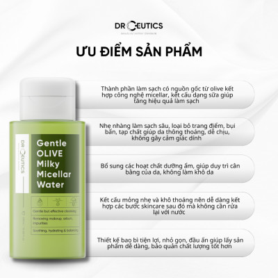 Drceutics Sữa Tẩy Trang Olive - Gentle OLIVE Milky Micellar Water Dành Cho Mọi Loại Da, Da nhạy cảm 310ml