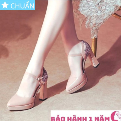 Giày cao gót nữ màu nude da 9p RO374 ROSATA tại BCASHOP đế đúp, quai sau, gót sau được phối kim tuyến sang trọng cực kì