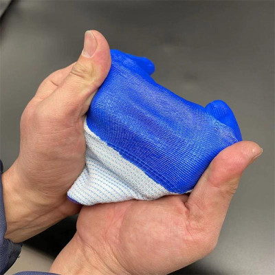 Combo 6 đôi găng tay lao động phủ sơn xanh, chống trơn, tăng độ bám dính, thoải mái khi làm việc