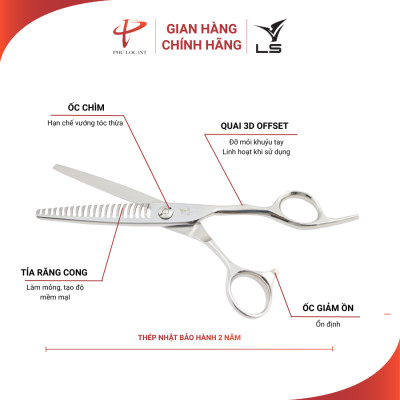 Kéo tỉa tóc VLS T3520 quai offset vênh đỡ ngón cố định