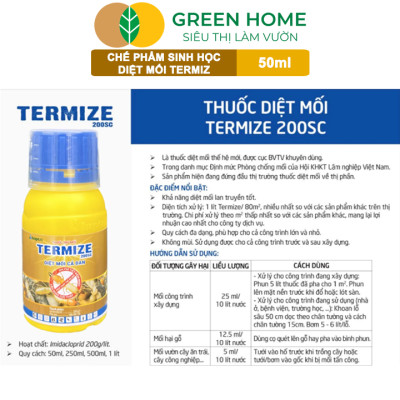 Thuốc Diệt Mối Tận Gốc Greenhome Termize 200SC, Chai 50ml, Sinh Học Thế Hệ Mới, An Toàn, Không Mùi, Diệt Cả Đàn