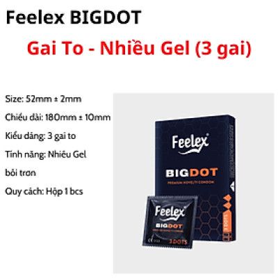 Bao cao su Feelex Bigdot Gân Gai Bi lớn nhiều gel bôi trơn, Hộp 1 bcs