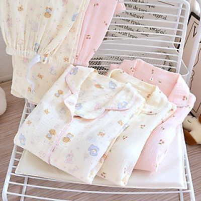 Bộ Đồ Bầu Và Sau Sinh Xô Muslin Cổ Tròn B254