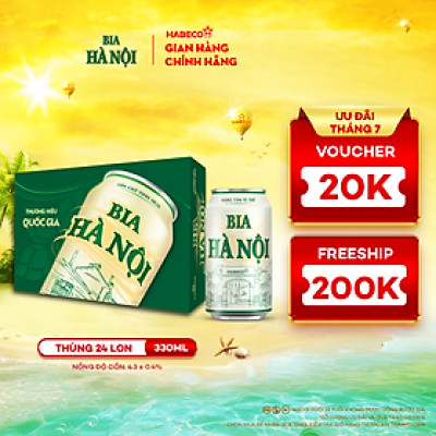 Bia Hà Nội Nhãn Xanh - Thùng 24 lon 330ml 