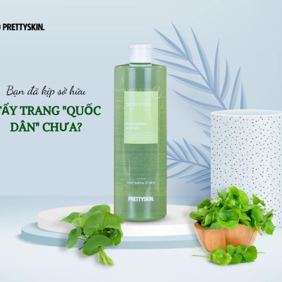 Nước Tẩy trang Rau Má Cho Da Dầu Mụn Pretty Skin The Pure Jeju Cica Cleansing Water 500ml