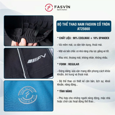 Bộ Quần ÁoThể Thao Nam FASVIN AT25660.HN Chất Coolmax Hàng Nhà Máy Chất Liệu tốt Phom Dáng Đẹp